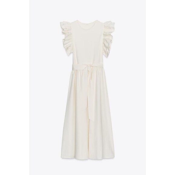 ZARA RUFFLED CONTRAST DRESS - Picture 6 of 8
